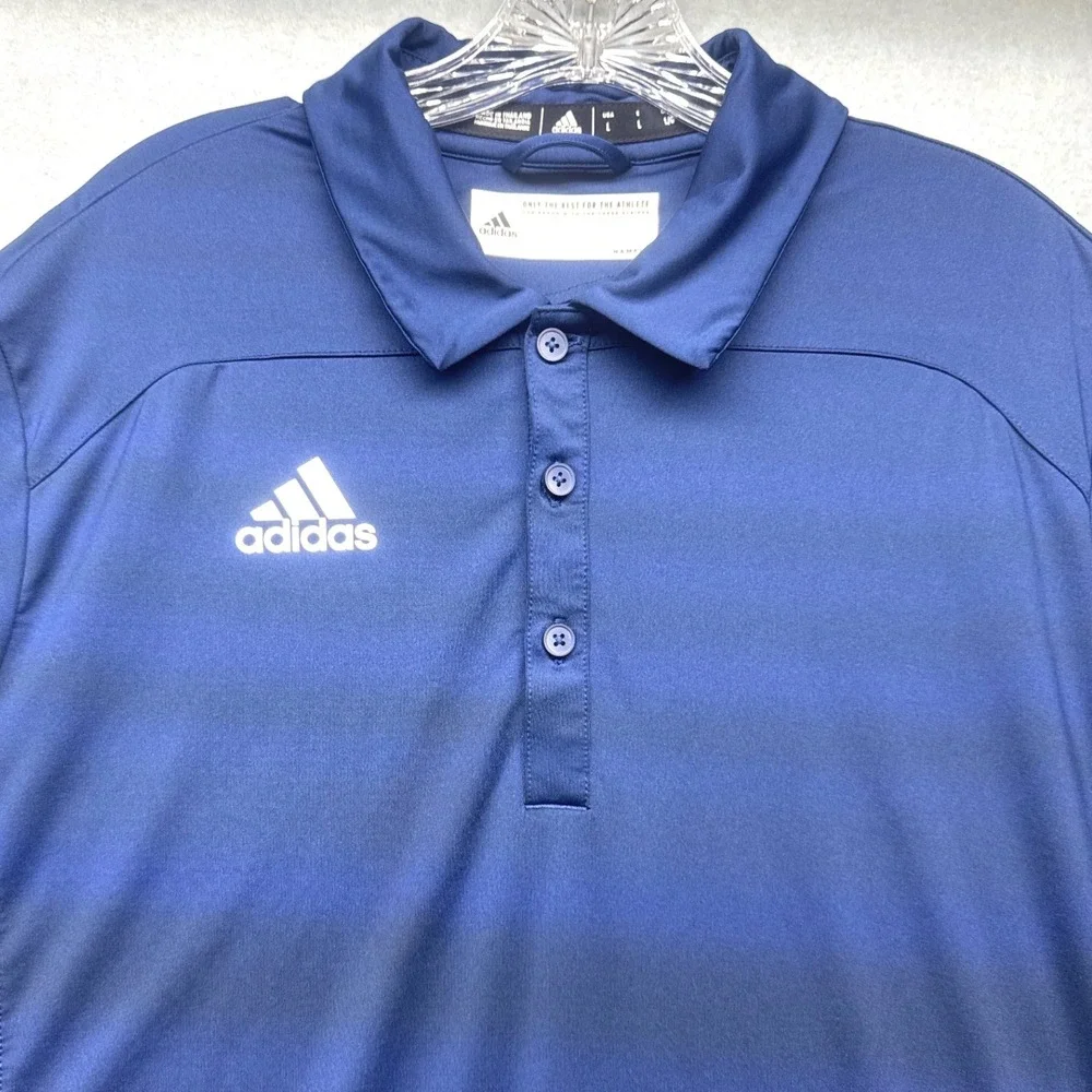 Adidas Mens Navy Blue Performance Athletic‎ Coach Polo Shirt Large L/G